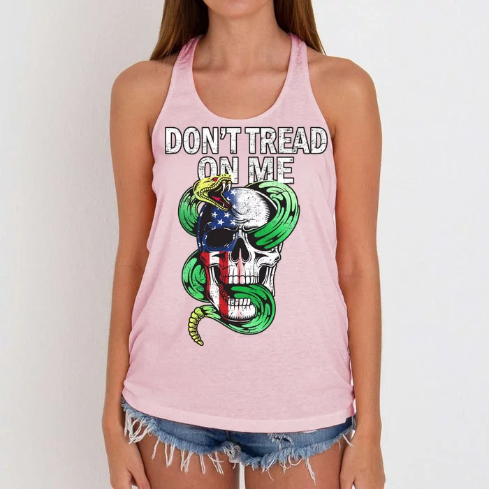 Don't Tread On Me American Snake Skull Women's Knotted Racerback Tank