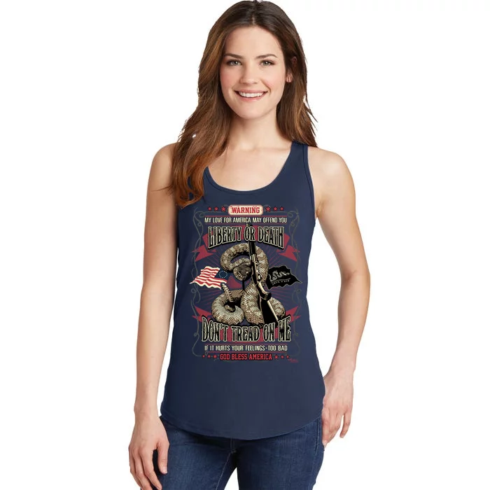 Don't Tread On Me Warning Ladies Essential Tank