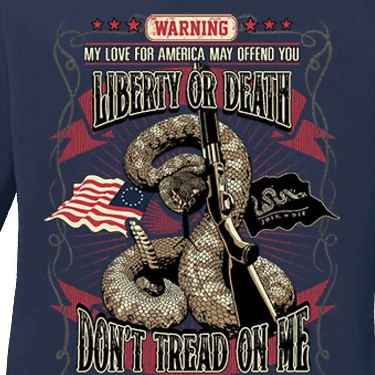 Don't Tread On Me Warning Ladies Long Sleeve Shirt