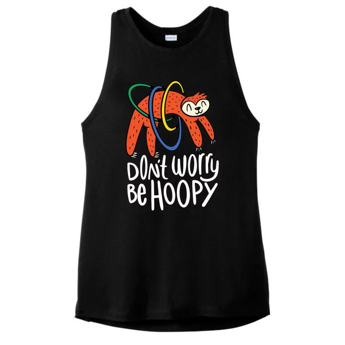 Don't Worry Be Hoopy Sloth Ladies Tri-Blend Wicking Tank