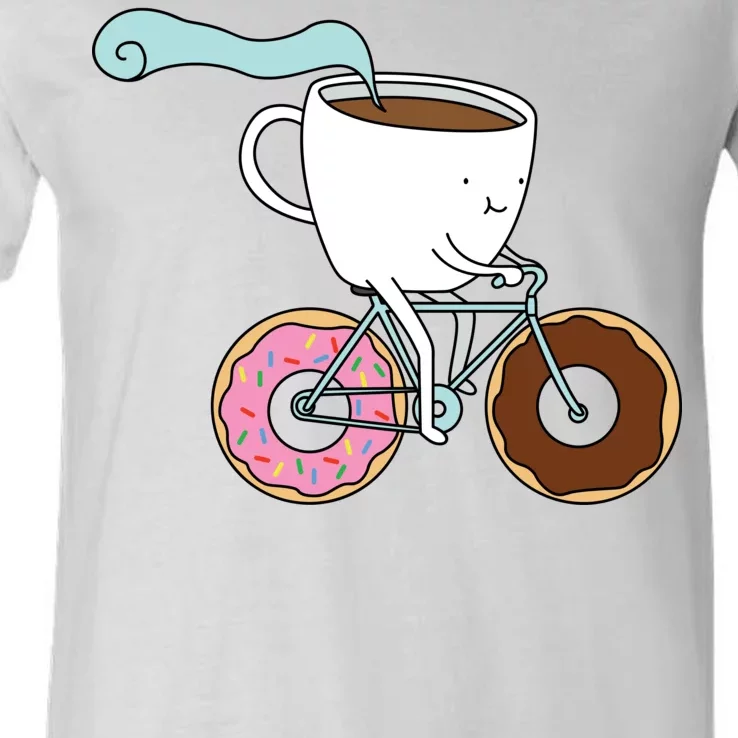 Donuts Coffee Bicycle V-Neck T-Shirt