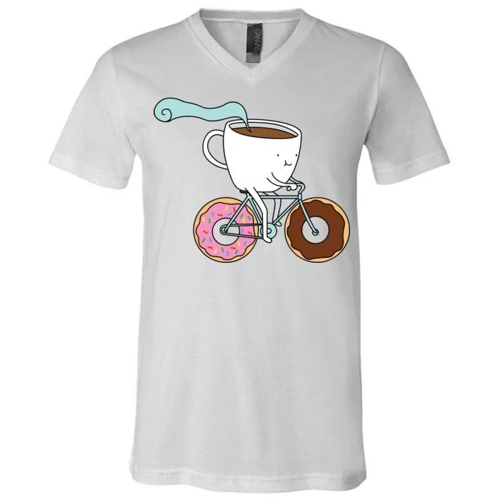 Donuts Coffee Bicycle V-Neck T-Shirt