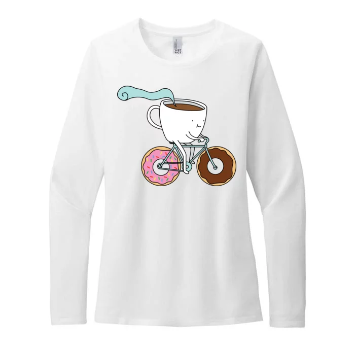 Donuts Coffee Bicycle Womens CVC Long Sleeve Shirt