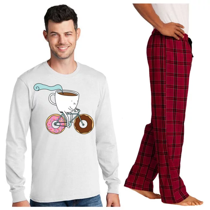 Donuts Coffee Bicycle Long Sleeve Pajama Set