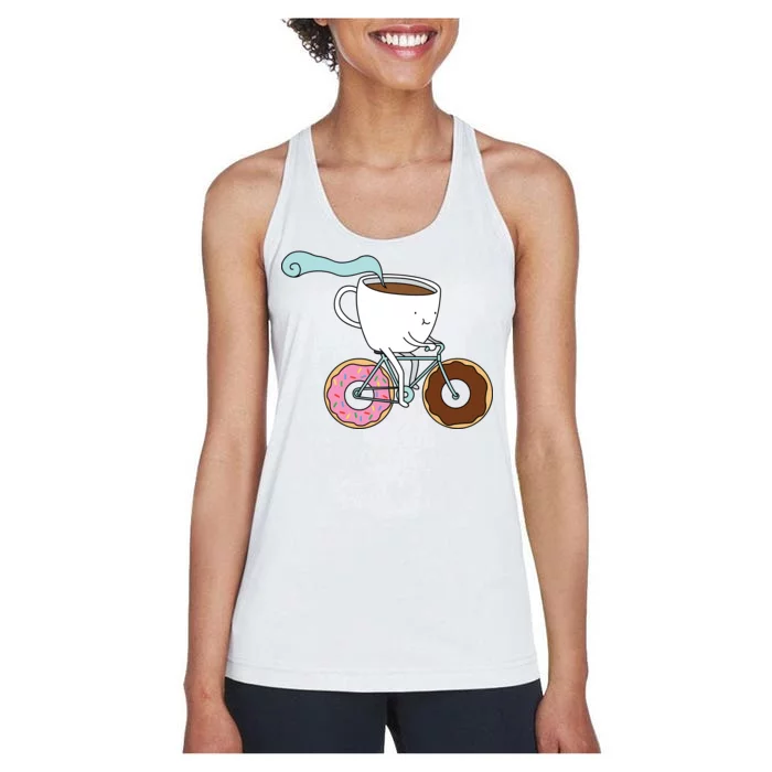 Donuts Coffee Bicycle Women's Racerback Tank