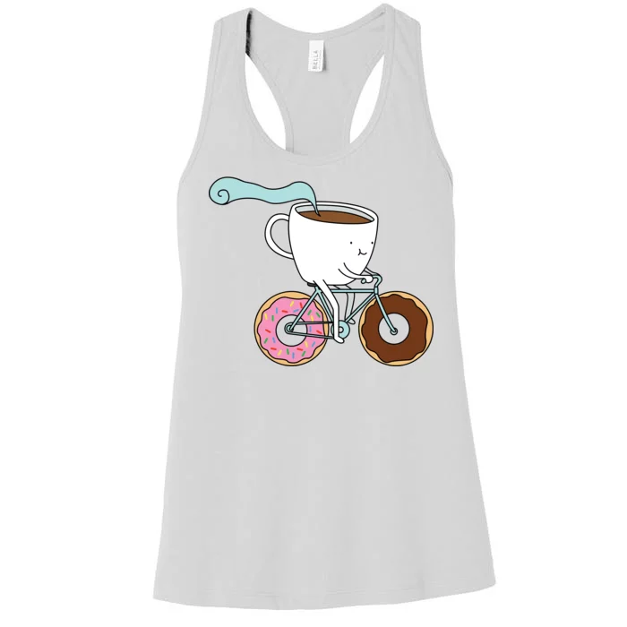 Donuts Coffee Bicycle Women's Racerback Tank