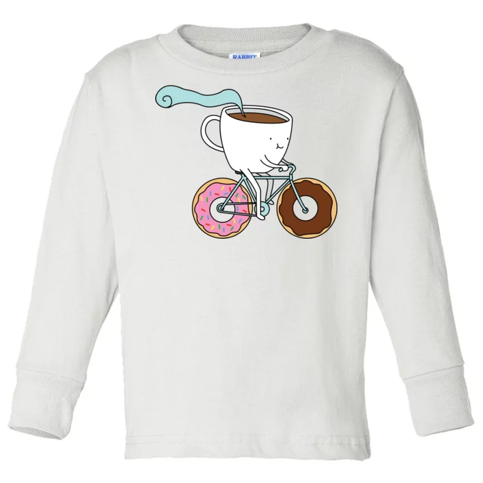 Donuts Coffee Bicycle Toddler Long Sleeve Shirt