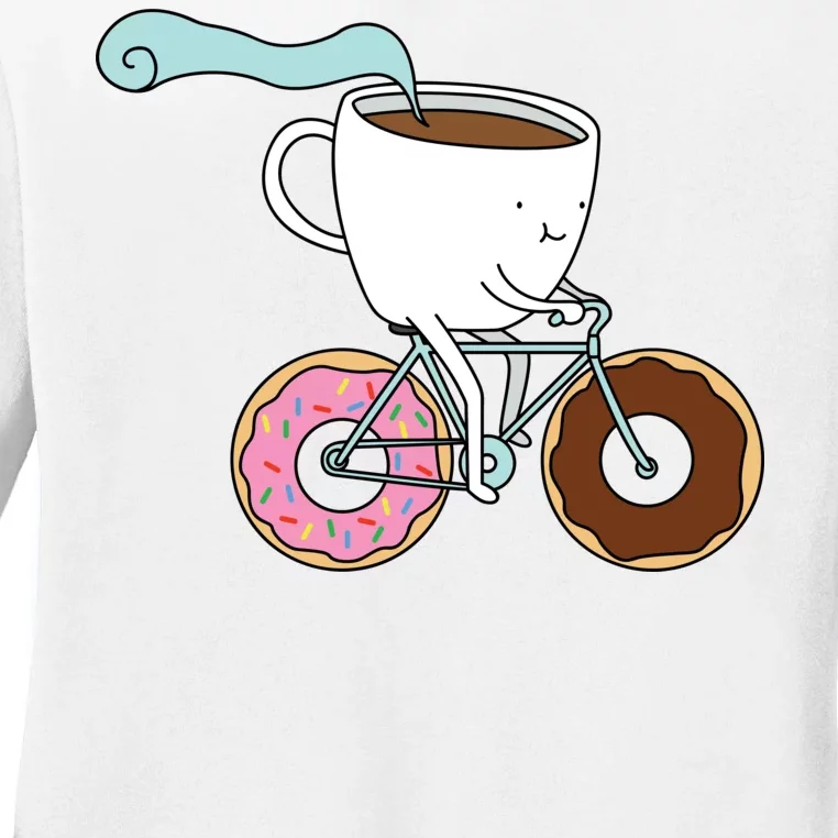 Donuts Coffee Bicycle Ladies Long Sleeve Shirt