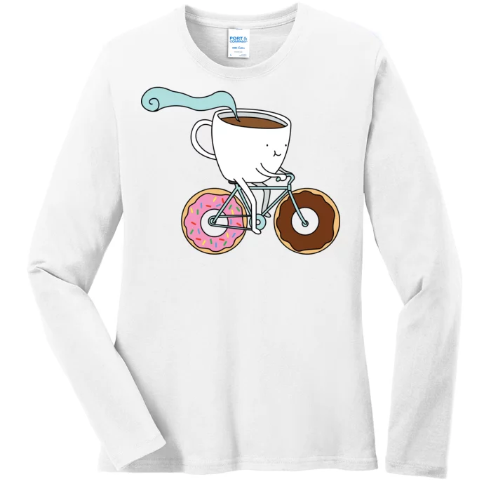 Donuts Coffee Bicycle Ladies Long Sleeve Shirt