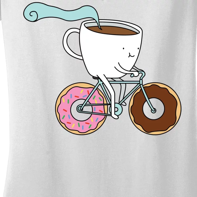 Donuts Coffee Bicycle Women's V-Neck T-Shirt