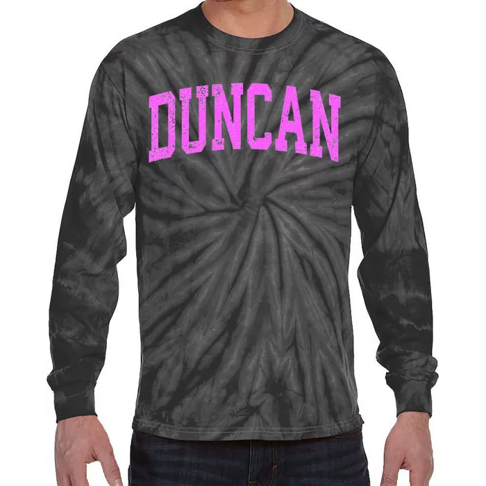 Duncan Oklahoma Ok Vintage Athletic Sports Design Tie-Dye Long Sleeve Shirt