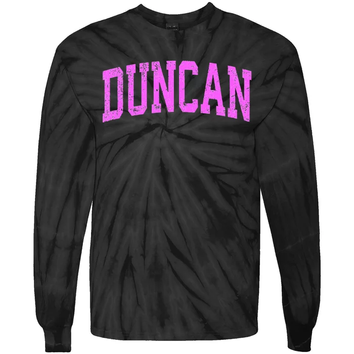 Duncan Oklahoma Ok Vintage Athletic Sports Design Tie-Dye Long Sleeve Shirt