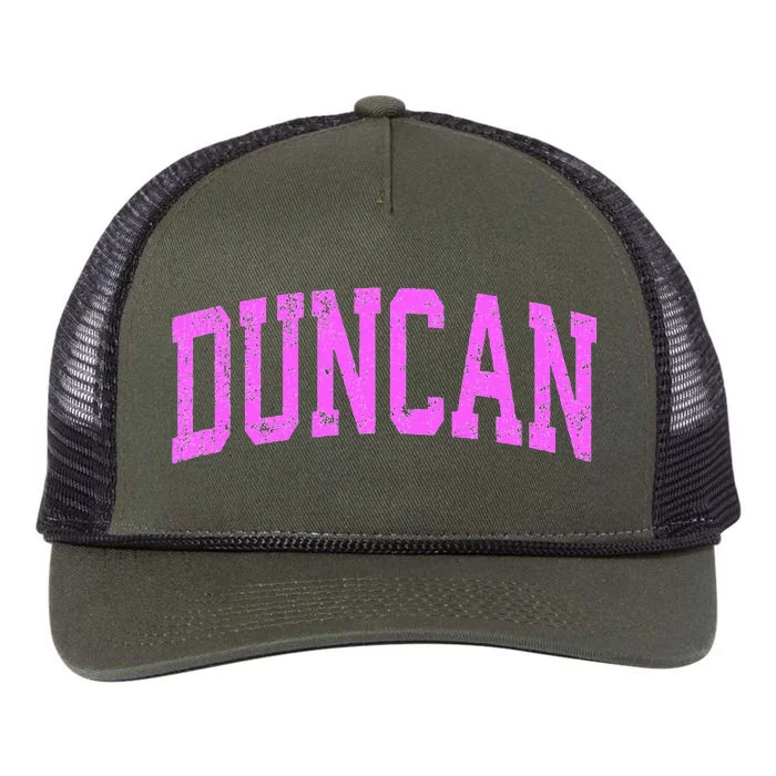 Duncan Oklahoma Ok Vintage Athletic Sports Design Retro Rope Trucker Hat Cap