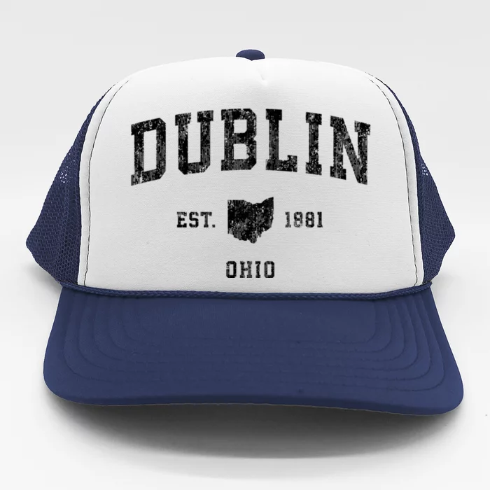 Dublin Ohio Oh Vintage Athletic Sports Trucker Hat