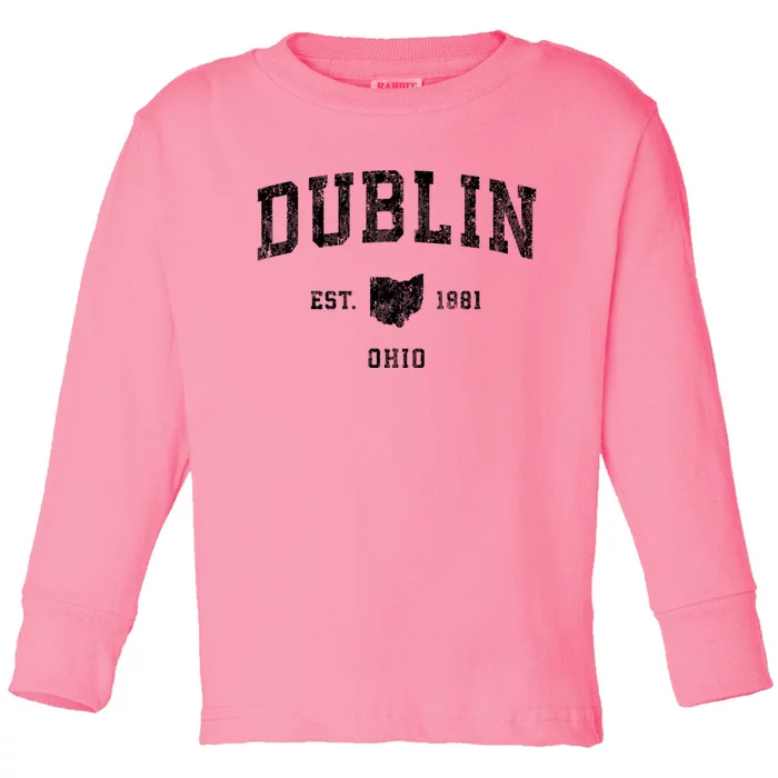 Dublin Ohio Oh Vintage Athletic Sports Toddler Long Sleeve Shirt