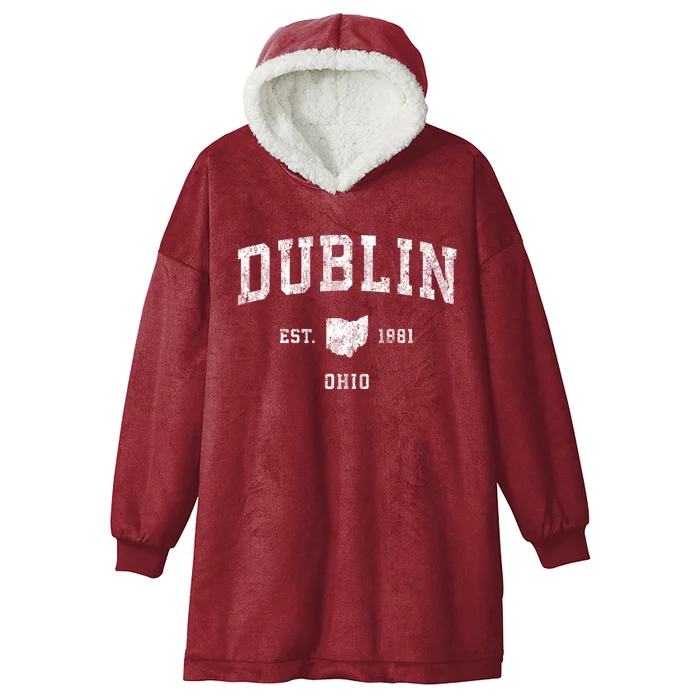 Dublin Ohio Oh Vintage Athletic Sports Hooded Wearable Blanket