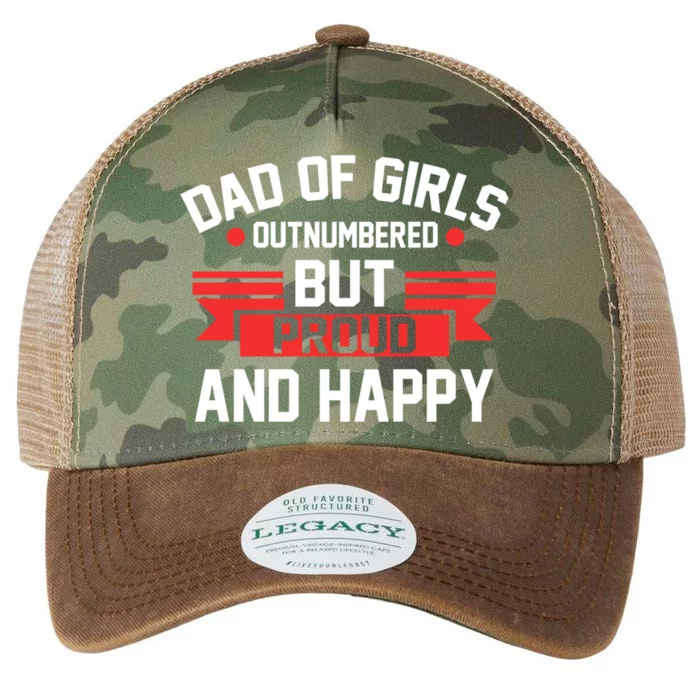 Dad Of Outnumbered But Proud And Happy Dad Funny Gift Legacy Tie Dye Trucker Hat