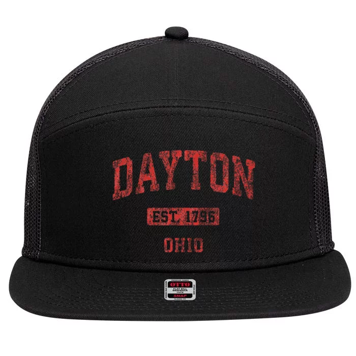 Dayton Ohio Oh Vintage Athletic Sports 7 Panel Mesh Trucker Snapback Hat