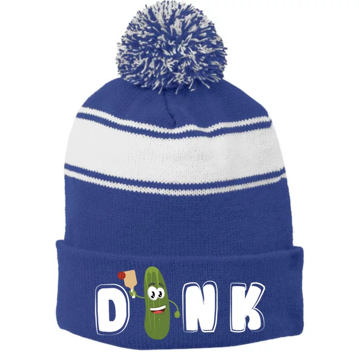 Dink : Original Pickleball Pickle Design (Cute Gift) Stripe Pom Pom Beanie