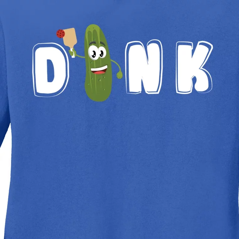 Dink : Original Pickleball Pickle Design (Cute Gift) Ladies Long Sleeve Shirt