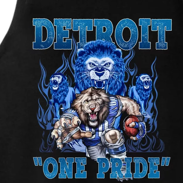 Detroit One Pride Football Lover Ladies Tri-Blend Wicking Tank