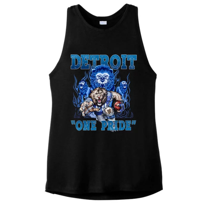 Detroit One Pride Football Lover Ladies Tri-Blend Wicking Tank