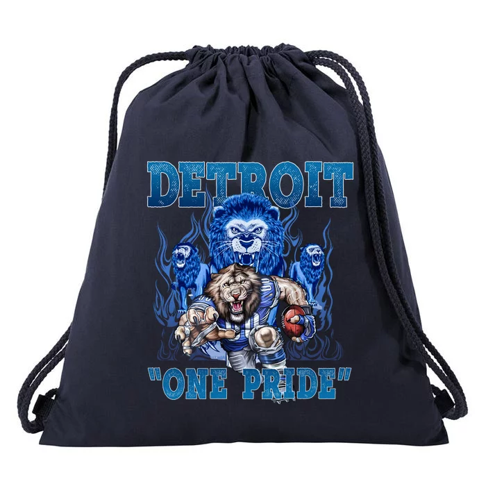 Detroit One Pride Football Lover Drawstring Bag