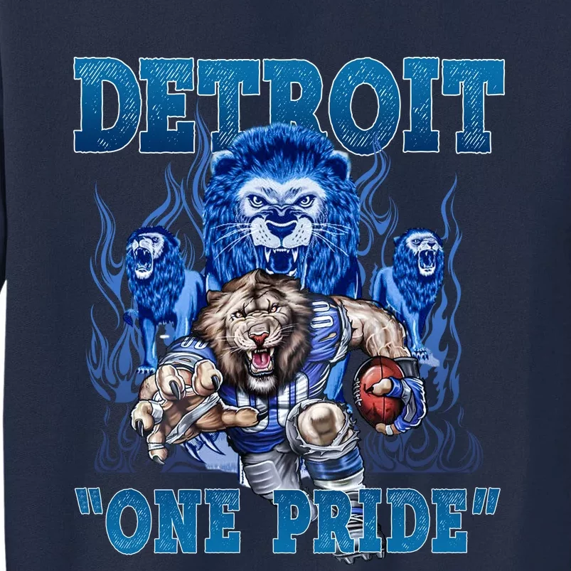 Detroit One Pride Football Lover Tall Sweatshirt