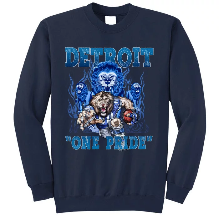 Detroit One Pride Football Lover Tall Sweatshirt