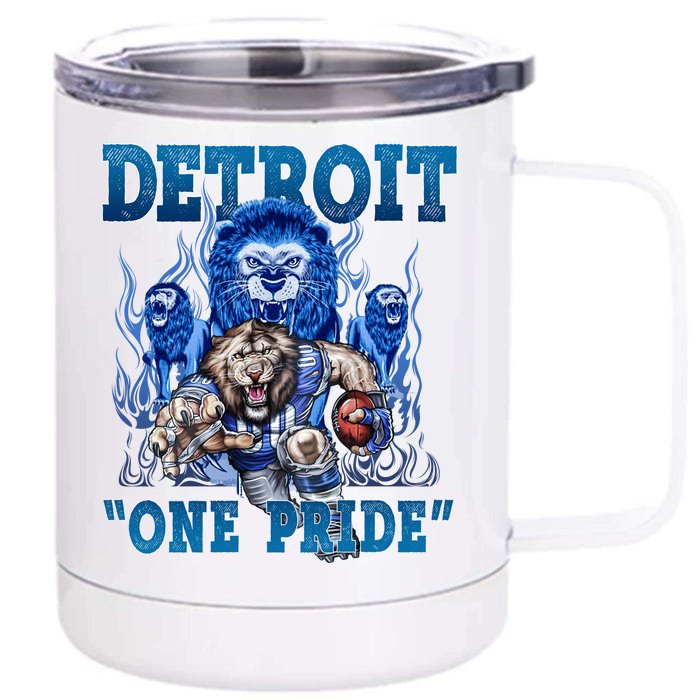 Detroit One Pride Football Lover Front & Back 12oz Stainless Steel Tumbler Cup