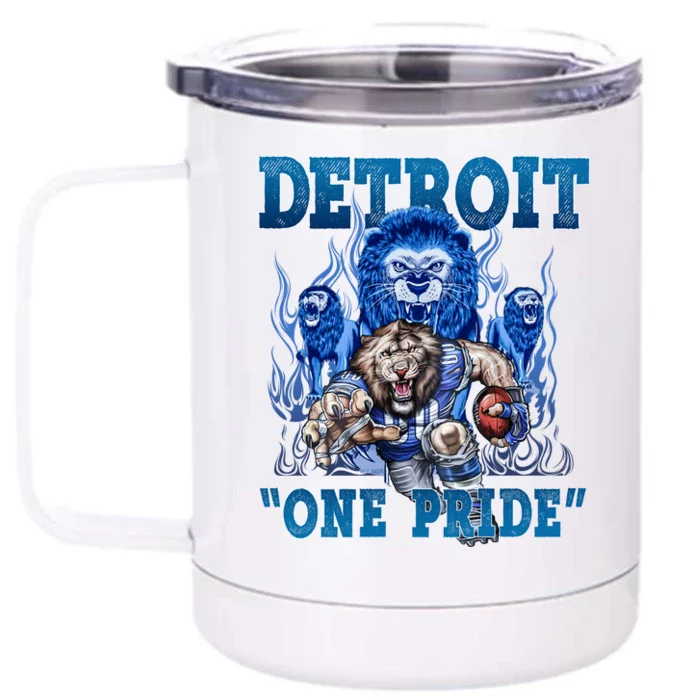 Detroit One Pride Football Lover Front & Back 12oz Stainless Steel Tumbler Cup