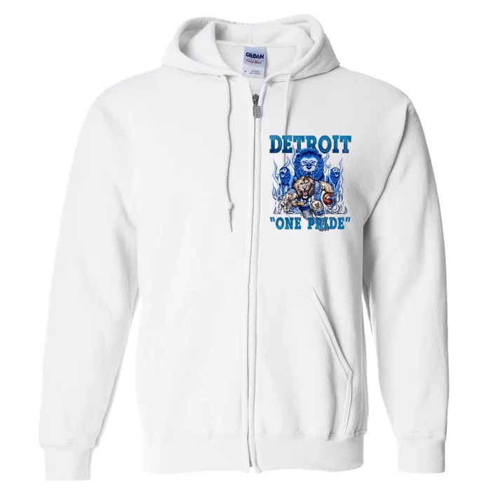 Detroit One Pride Football Lover Full Zip Hoodie