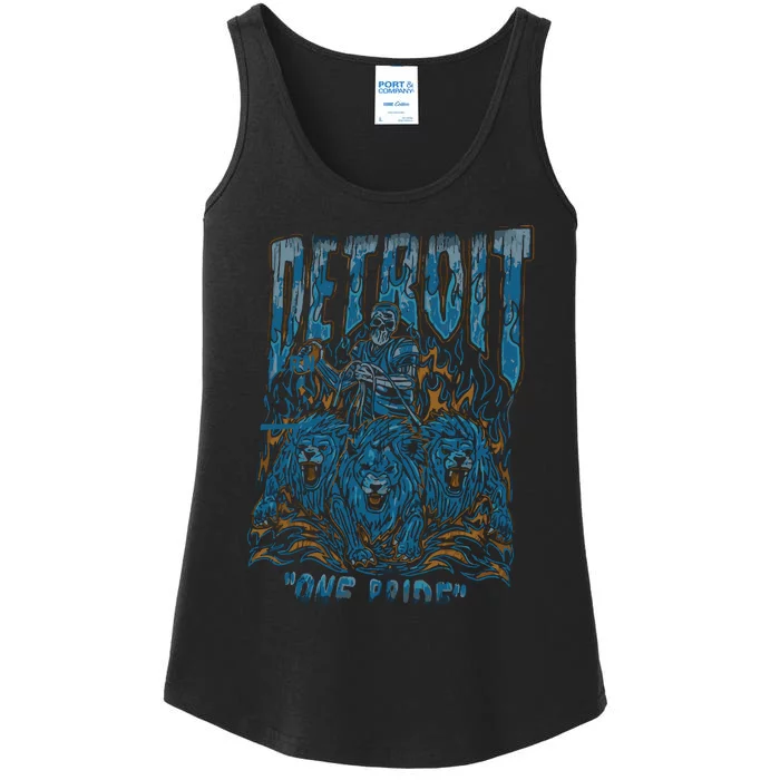 Detroit One Pride Skeleton Design Football Vintage Bootleg Ladies Essential Tank