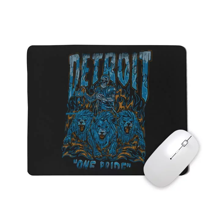 Detroit One Pride Skeleton Design Football Vintage Bootleg Mousepad