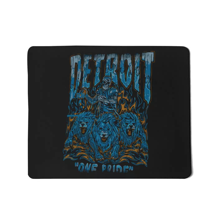 Detroit One Pride Skeleton Design Football Vintage Bootleg Mousepad