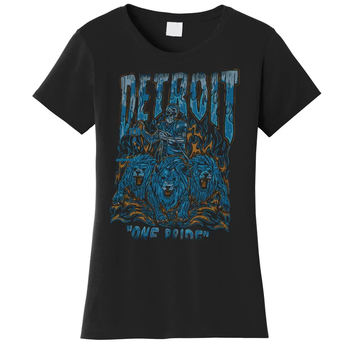 Detroit One Pride Skeleton Design Football Vintage Bootleg Women's T-Shirt