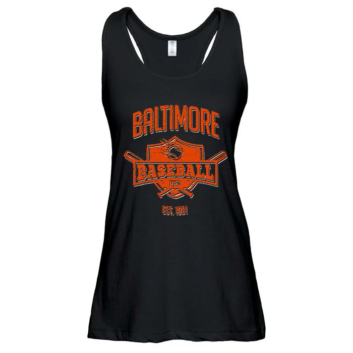 Distressed Oriole Retro Glitch Party Tailgate Gameday Gift Ladies Essential Flowy Tank