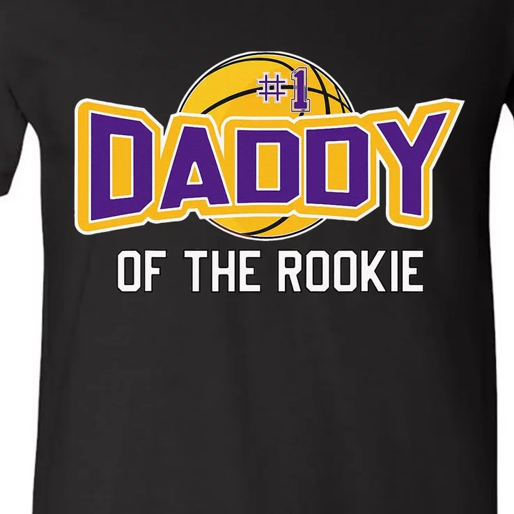 Daddy of Rookie Year 1st Birthday Basketball Theme Matching V-Neck T-Shirt