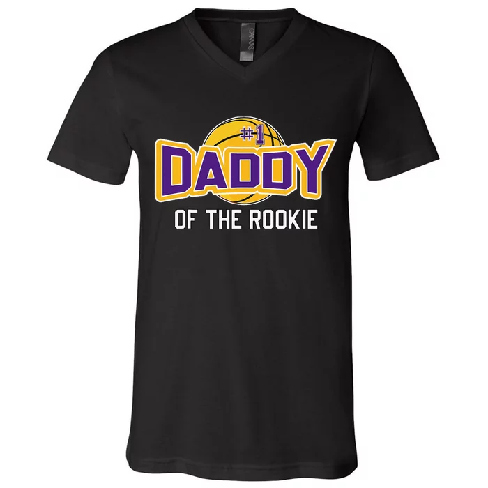 Daddy of Rookie Year 1st Birthday Basketball Theme Matching V-Neck T-Shirt