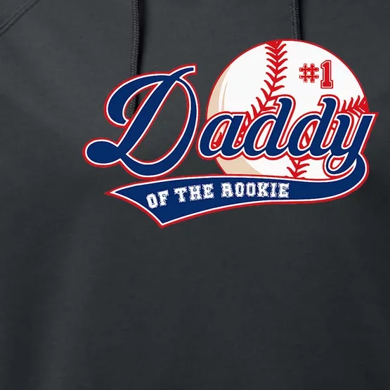 Daddy Of Rookie Of Year 1st Birthday Baseball Theme Matching Performance Fleece Hoodie