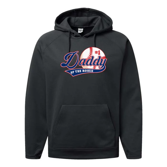 Daddy Of Rookie Of Year 1st Birthday Baseball Theme Matching Performance Fleece Hoodie