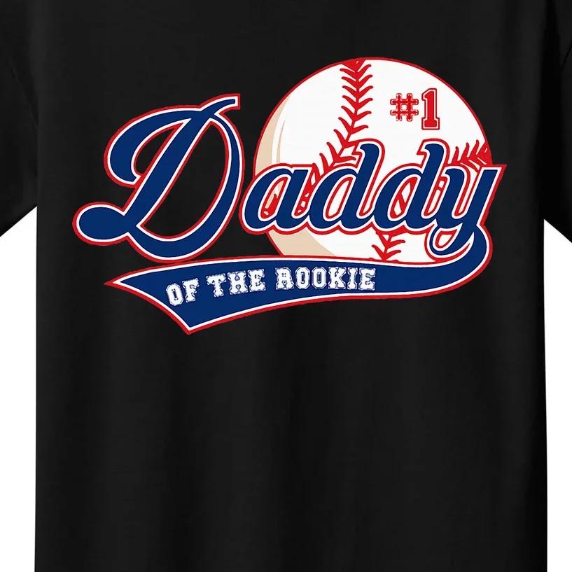 Daddy Of Rookie Of Year 1st Birthday Baseball Theme Matching Kids T-Shirt