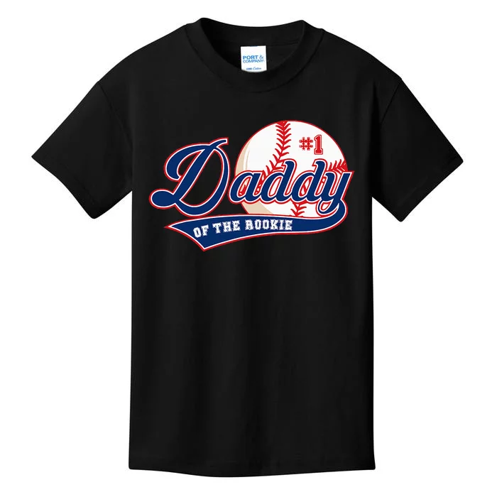 Daddy Of Rookie Of Year 1st Birthday Baseball Theme Matching Kids T-Shirt