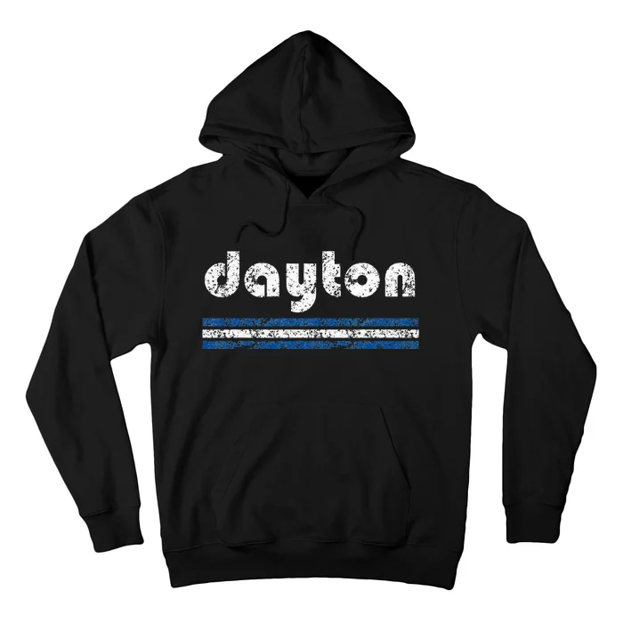 Dayton Ohio Retro Three Stripe Weathered Hoodie