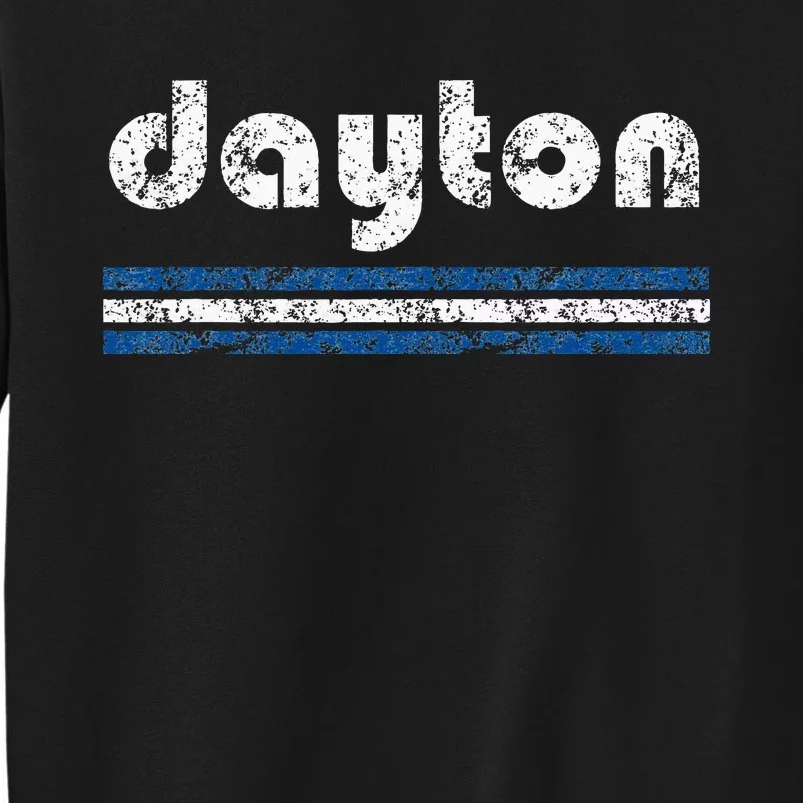 Dayton Ohio Retro Three Stripe Weathered Sweatshirt