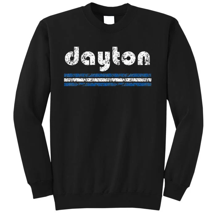 Dayton Ohio Retro Three Stripe Weathered Sweatshirt