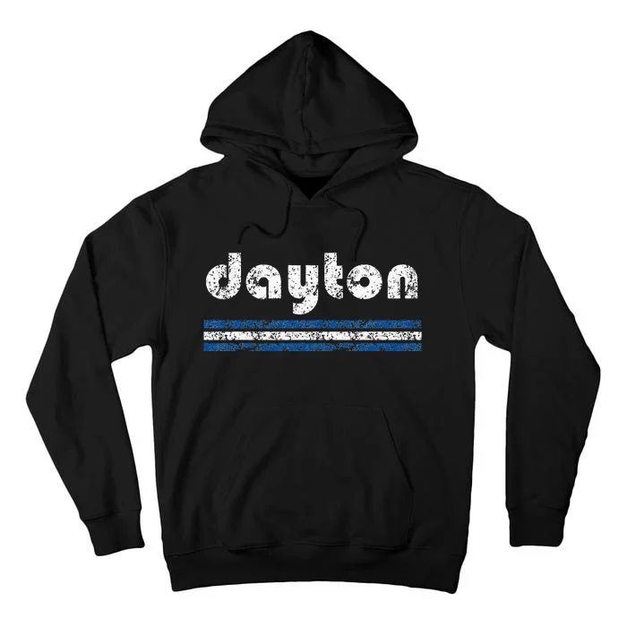 Dayton Ohio Retro Three Stripe Weathered Tall Hoodie