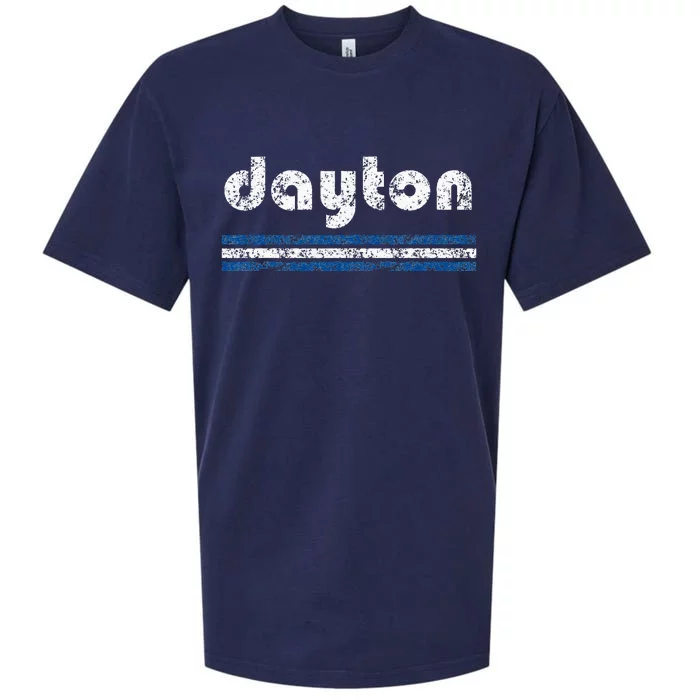 Dayton Ohio Retro Three Stripe Weathered Sueded Cloud Jersey T-Shirt