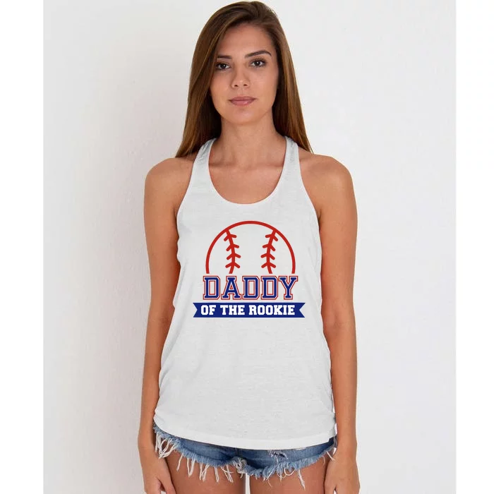 Daddy Of Rookie 1st Birthday Baseball Theme Matching Party Women's Knotted Racerback Tank