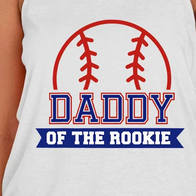 Daddy Of Rookie 1st Birthday Baseball Theme Matching Party Women's Knotted Racerback Tank